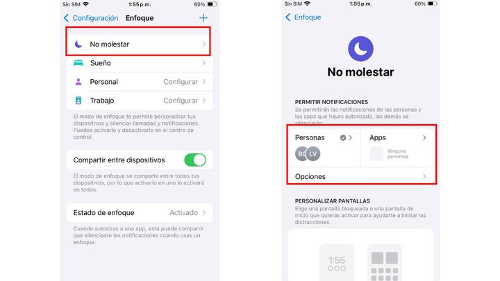Cómo configurar el modo No molestar en iPhone.