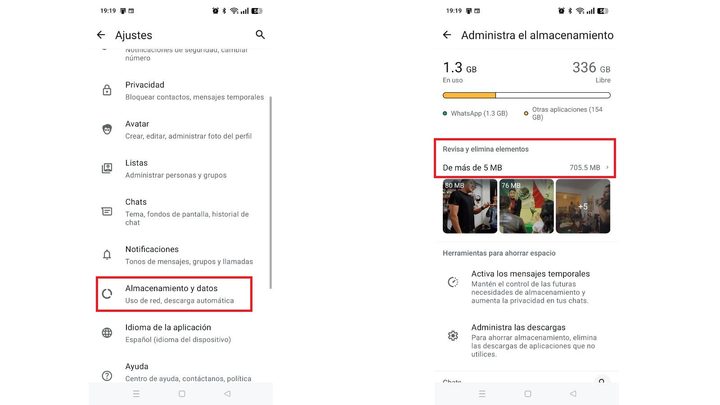 ¿Cómo depurar la papelera de WhatsApp?