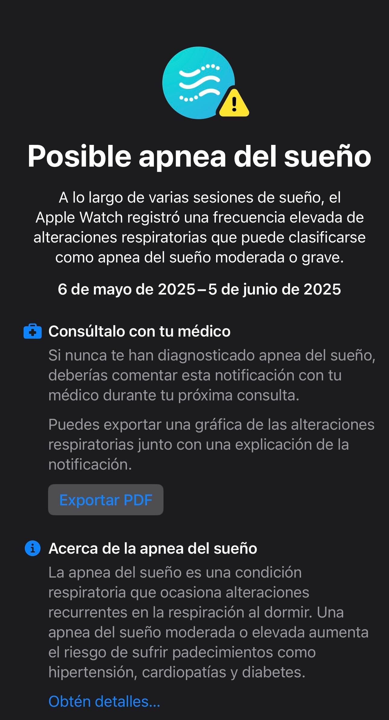 Advertencia Apnea del sueño Apple