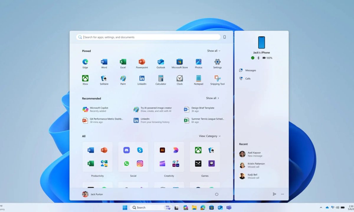 Windows 11 menu