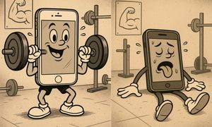 iPhone vs. Android caricatura