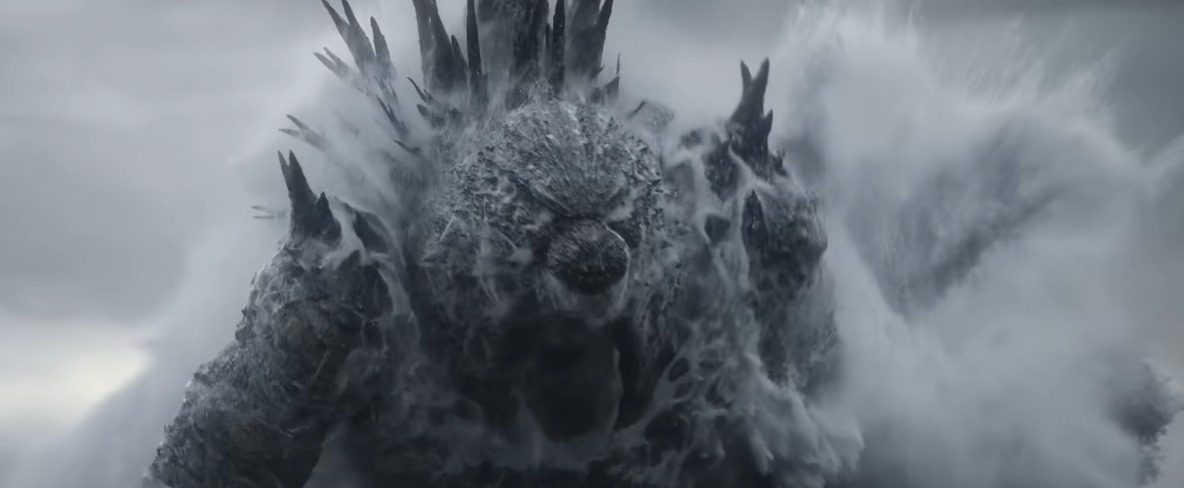 Godzilla emergiendo del océano