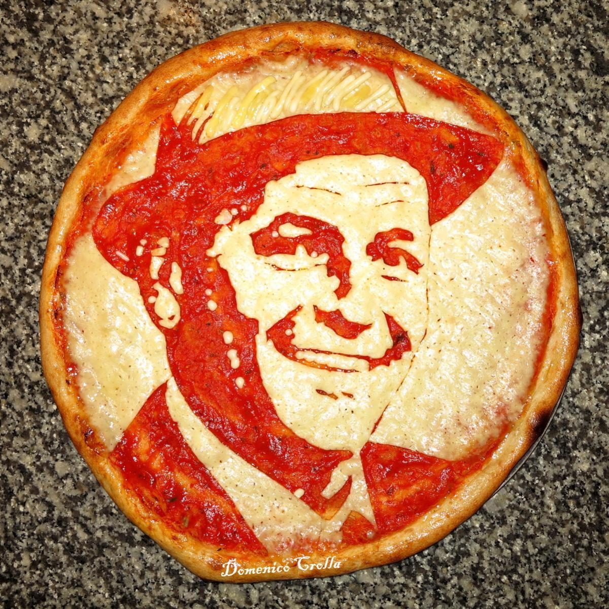 chef conquista instagram con retratos en pizzas frank sinatra pizza portrait