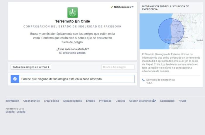 facebook habilita sistema de alertas para sus usuarios tras terremoto chile condiciones encuentran miercoles lncima20150917 0