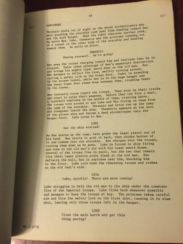 obi wan sobrevivia guion original page 89 star wars script