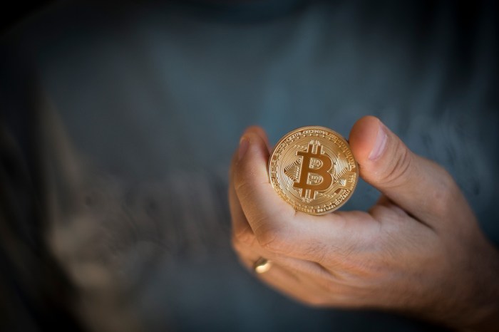 persona sosteniendo una bitcoin