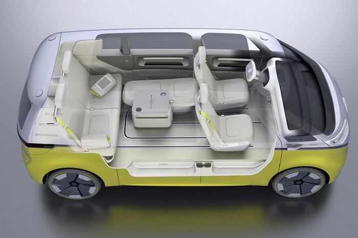 Imagen mostrando el interior de un Volkswagen Microbús I.D. Buzz concept car 5