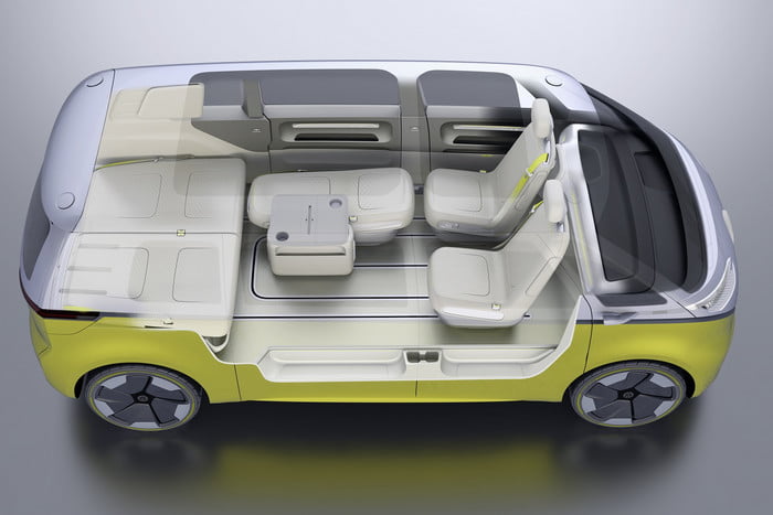 Imagen mostrando el interior de un Volkswagen Microbús I.D. Buzz concept car 2