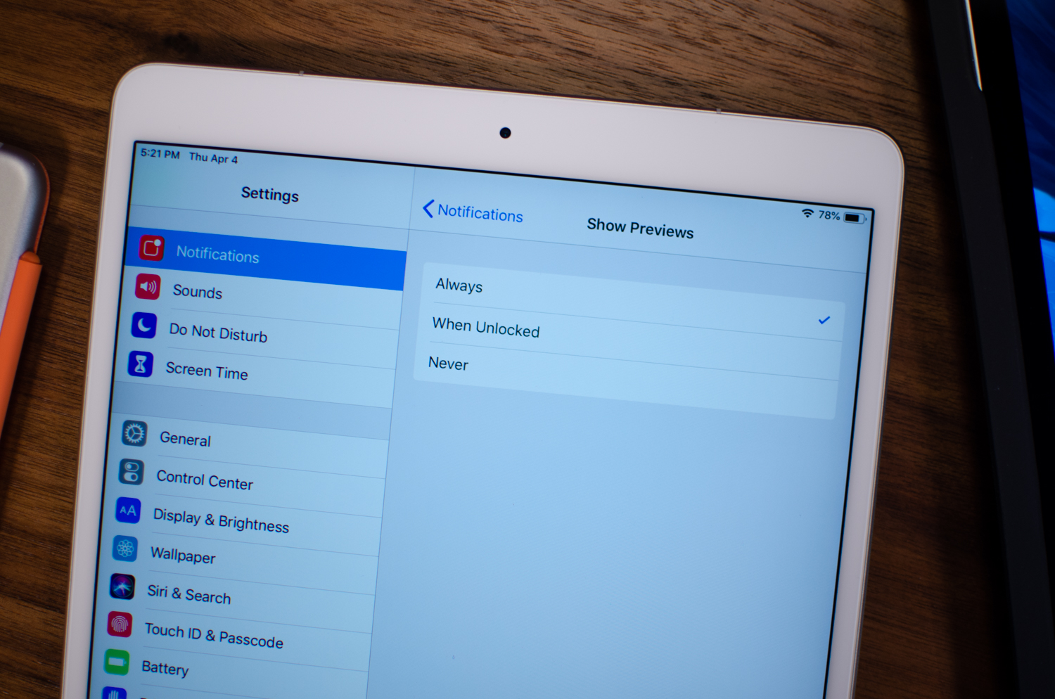 configurar ajustes en iPad
