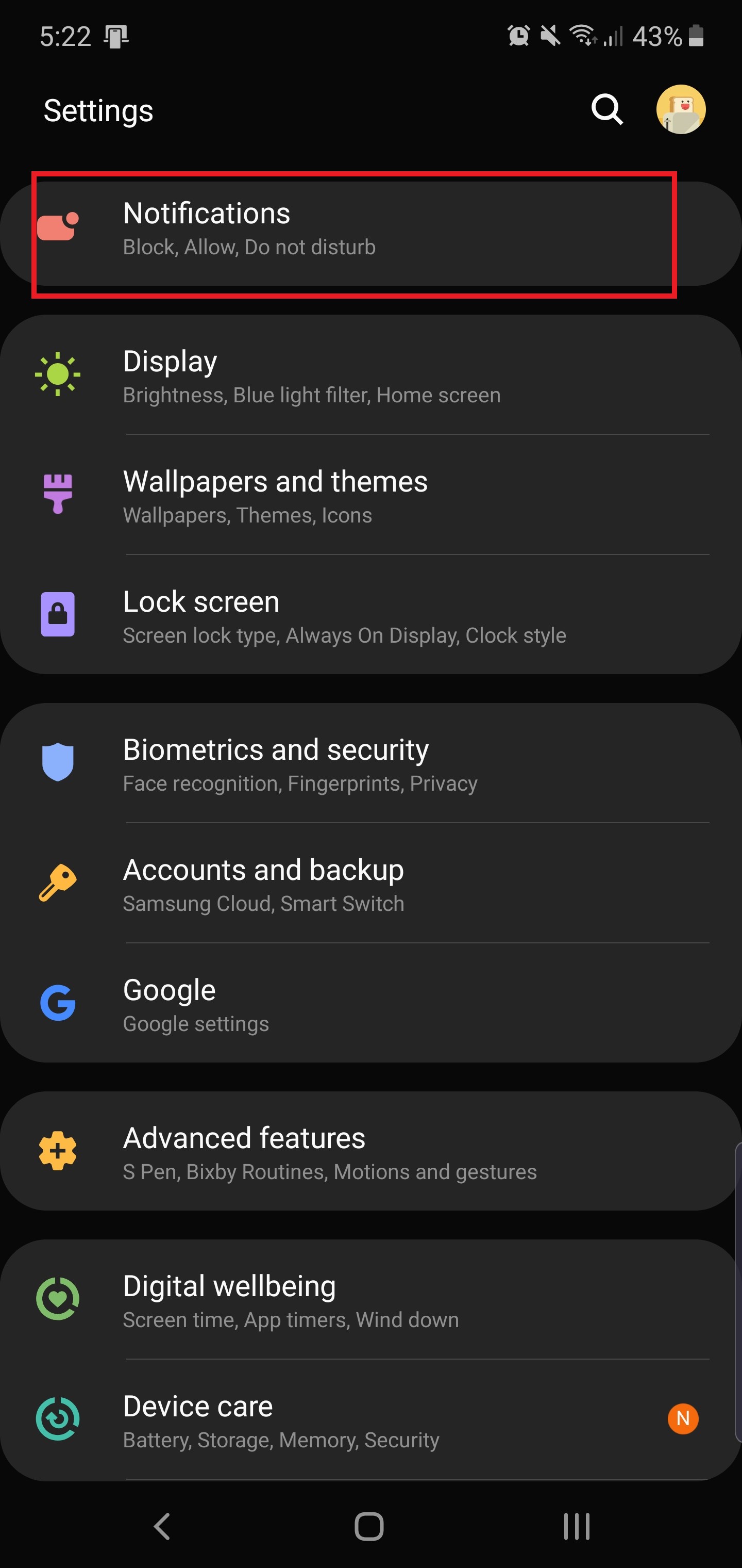 configuraciones para cambiar en galaxy note 10 y plus notifications menu 222x222