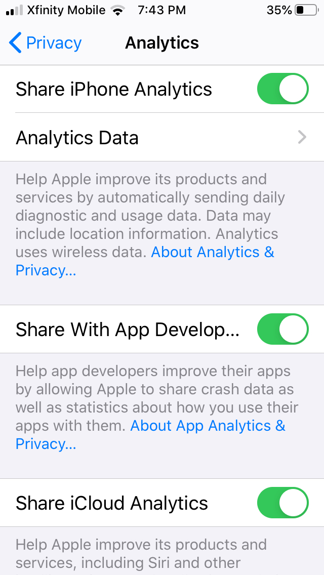 permisos a una app en iphone analytics1 640x1136