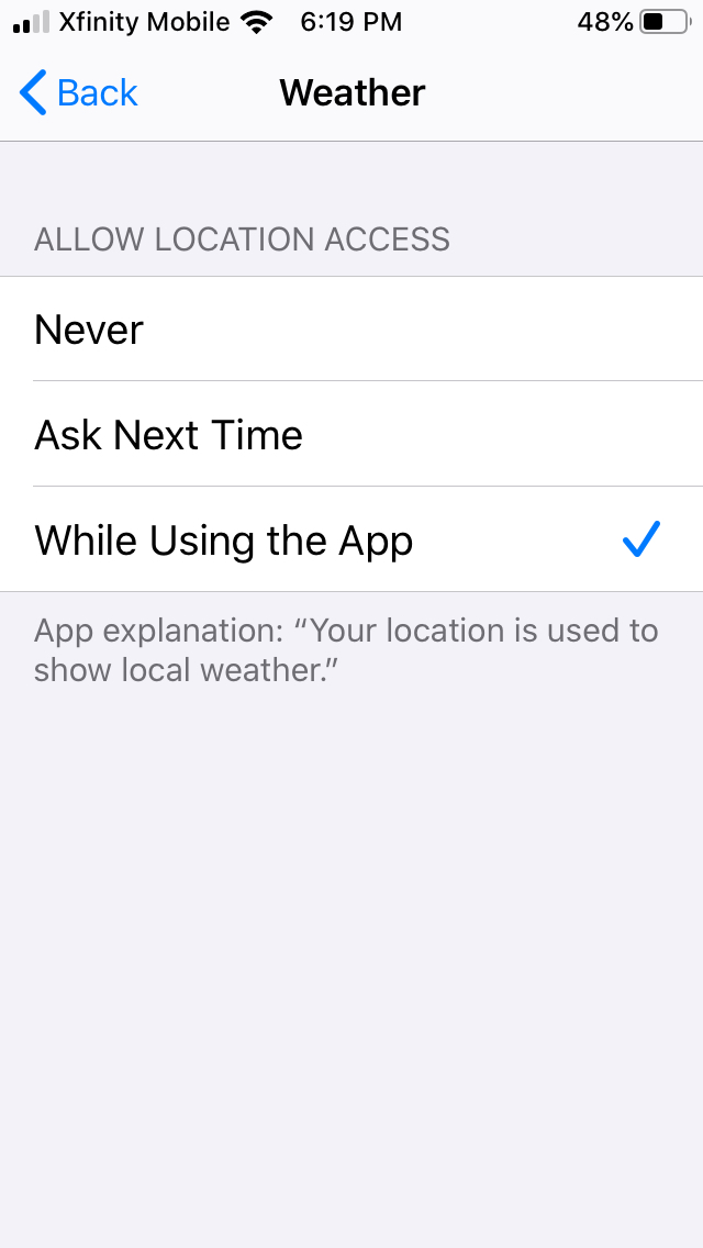 permisos a una app en iphone location4 640x1136