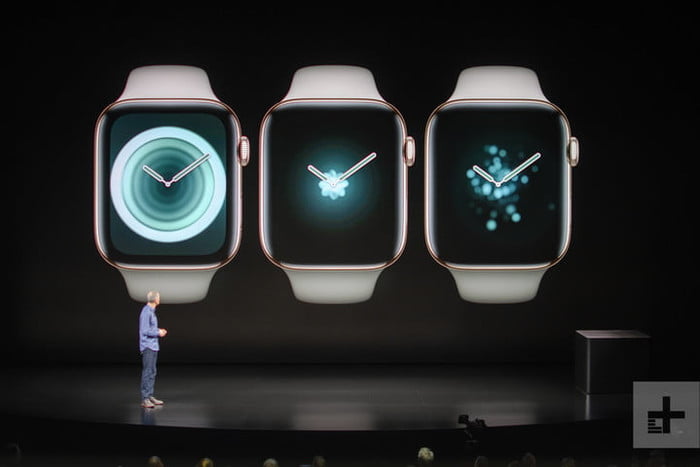 usar tu Apple Watch 3 modelos difeentes exhibidos en pantalla gigante