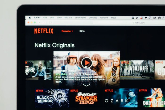Una computadora muestra el sitio web de Netflix con algunas series disponibles.