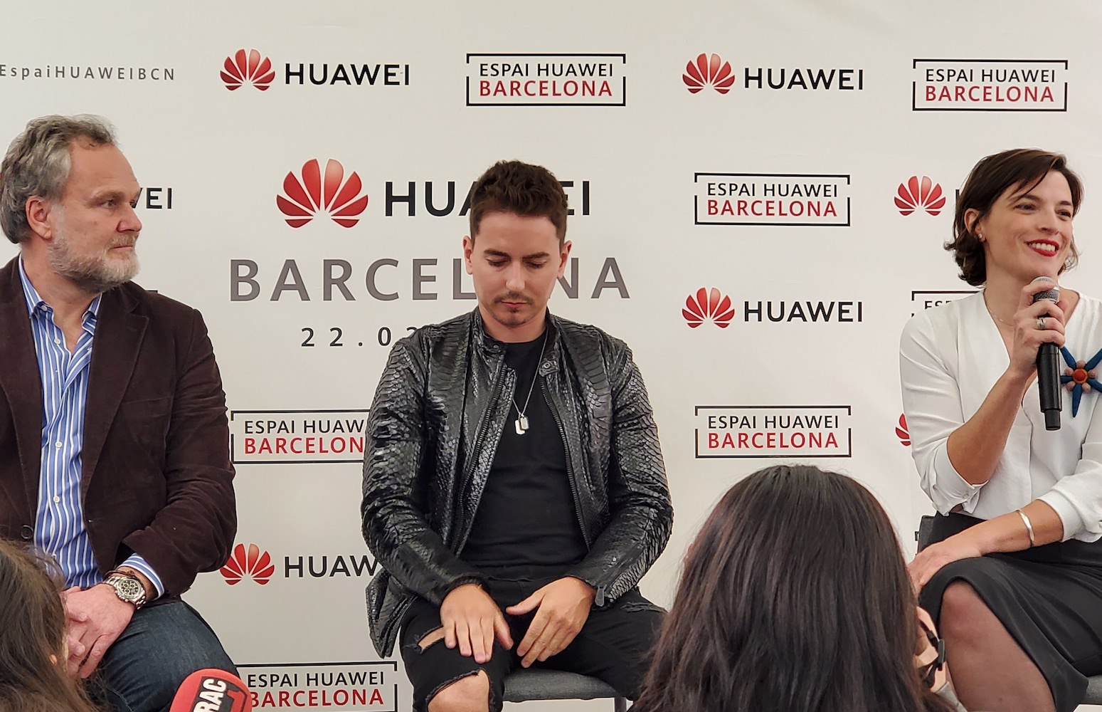 Jorge Lorenzo en la inauguración del Espai Huawei en Barcelona