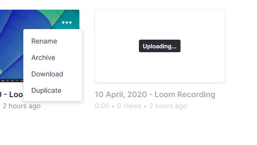Menú Duplicar video en Loom