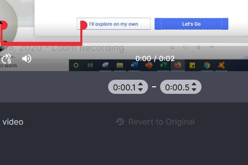 Menú recortar de Loom