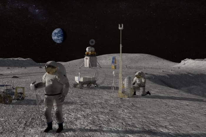 una astronauta en la luna