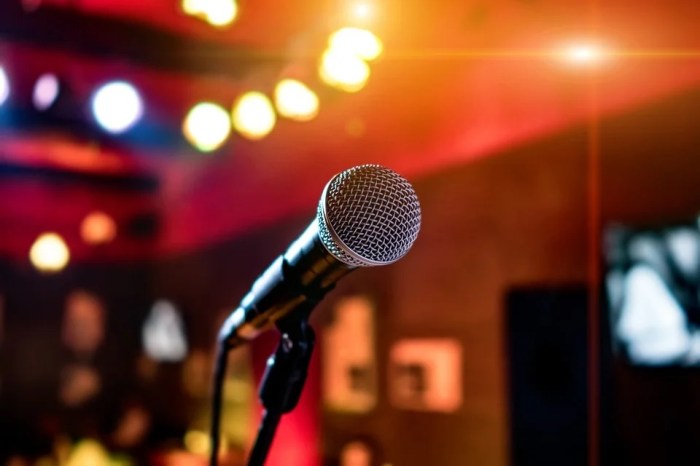 Un micrófono sobre un escenario