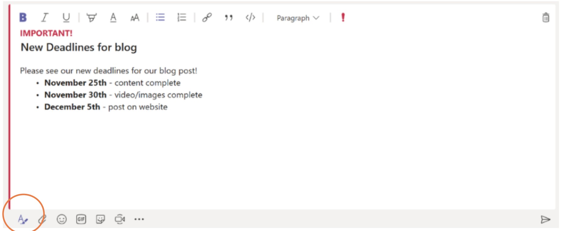 Texto enriquecido Teams