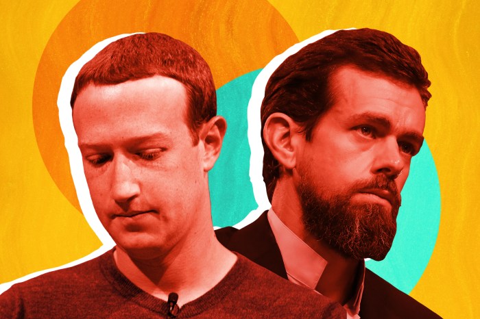Facebook CEO Mark Zuckerberg and Twitter CEO Jack Dorsey stylized image