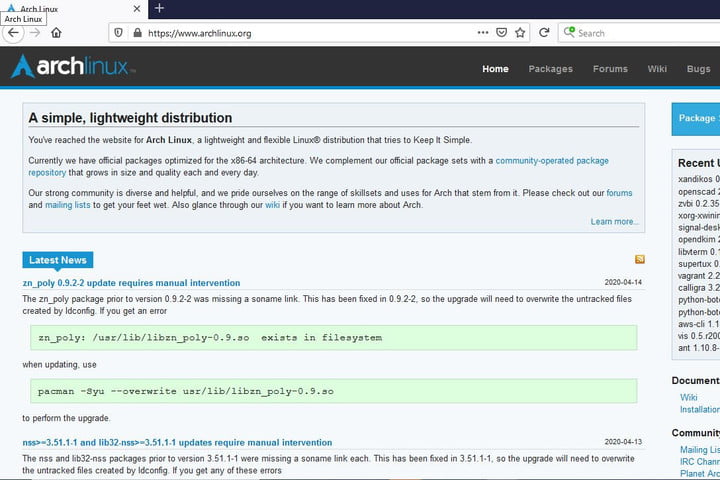 Captura de pantalla de Arch Linux