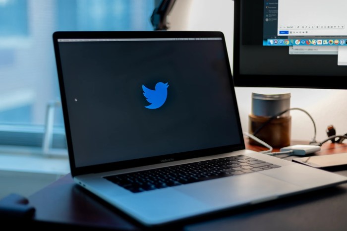 Una computadora con el logo de Twitter
