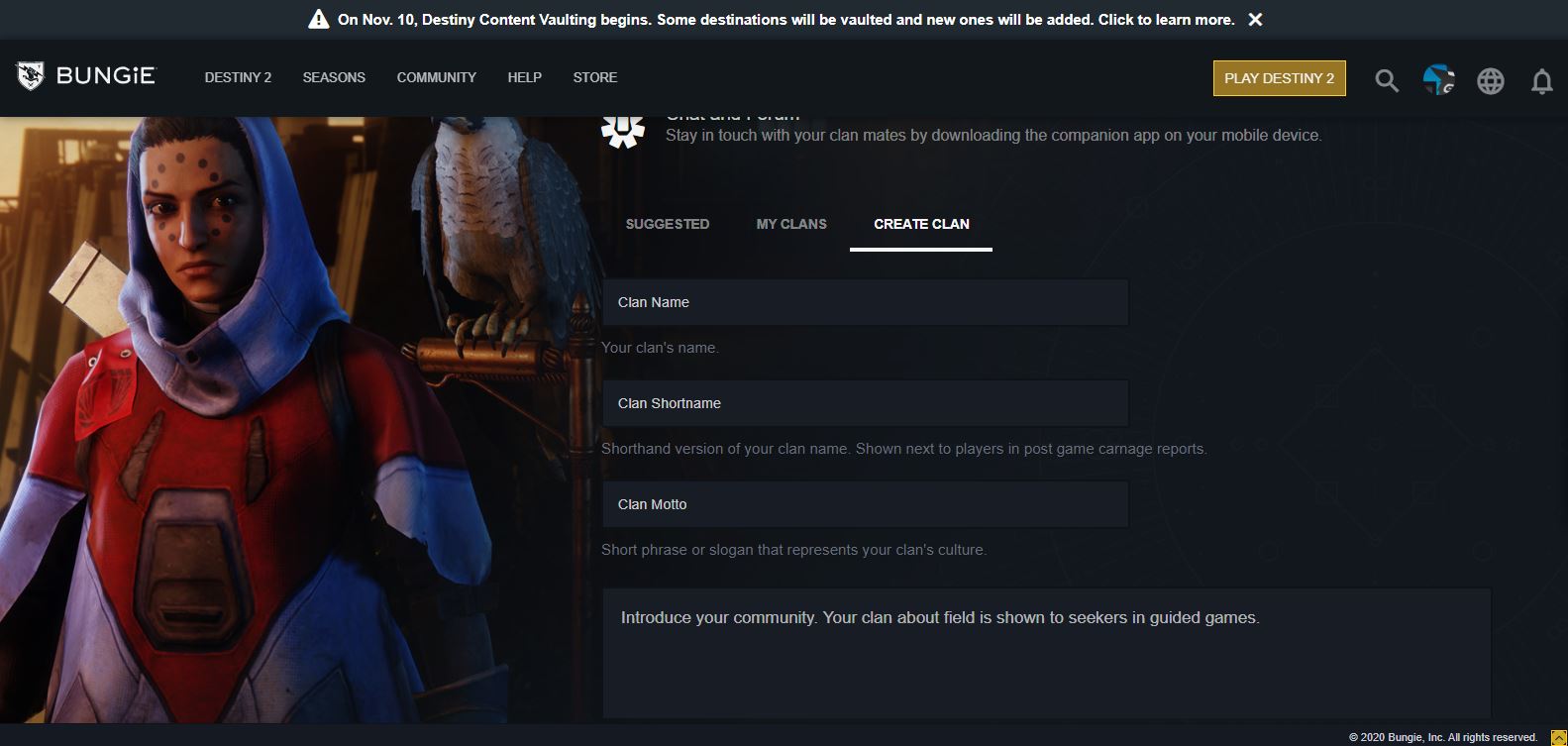 Cómo crear un clan en Destiny 2 y a dónde debes ir desde allí