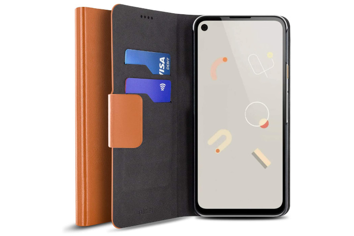 funda Olixar Leather-Style Wallet Case de color marrón