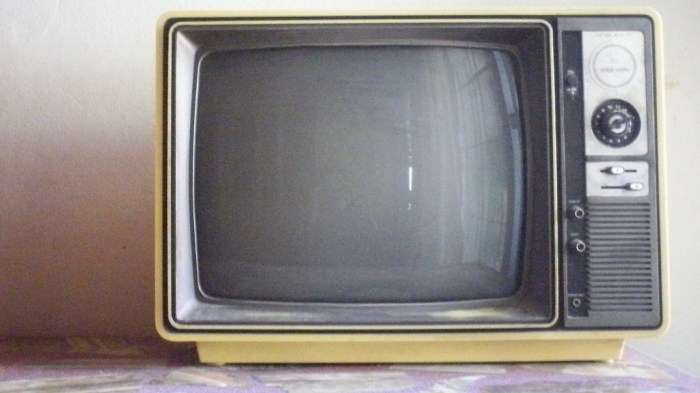 La imagen muestra un viejo aparato de televisión.