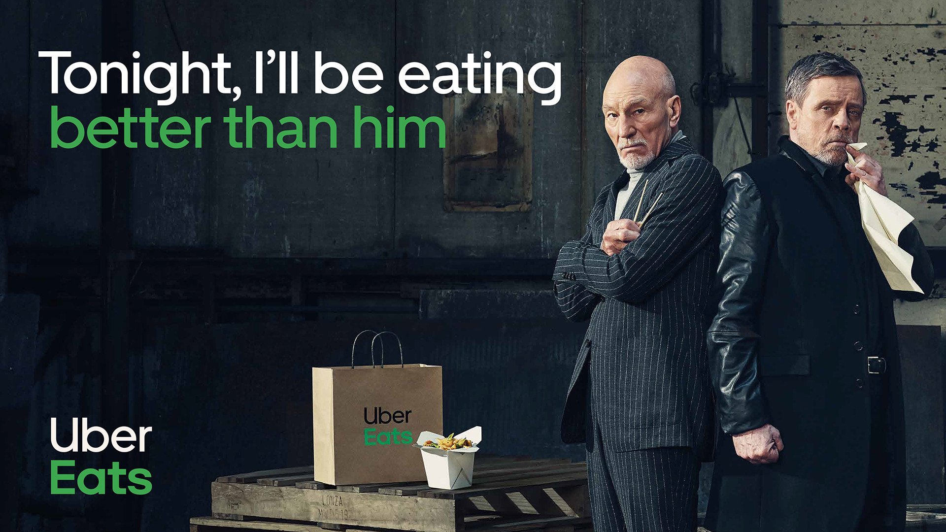 Uber Eats Patrick Stewart y Mark Hamill