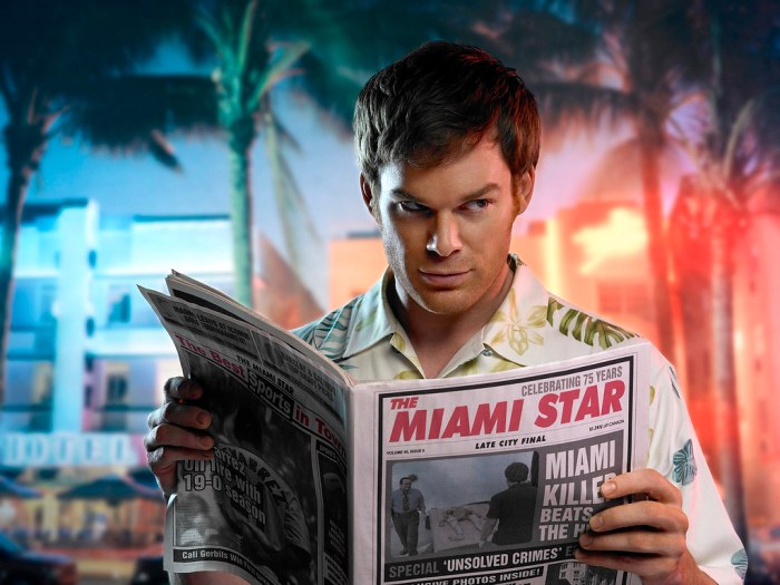 La imagen muestra al personaje principal de la popular serie Dexter.