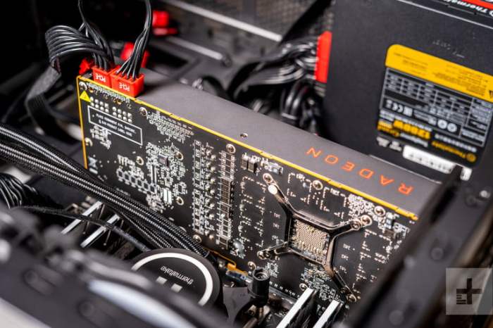 GPU AMD Radeon montada en una computadora para aprender cómo elegir una tarjeta gráfica