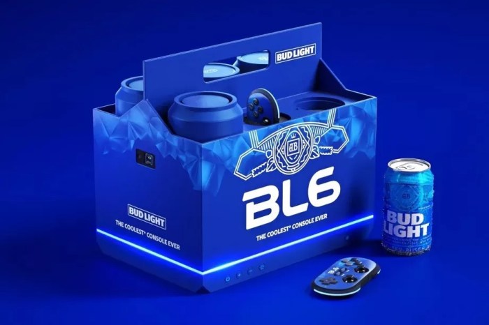 La imagen muestra la nueva consola de Bud Light que permite enfriar cervezas.