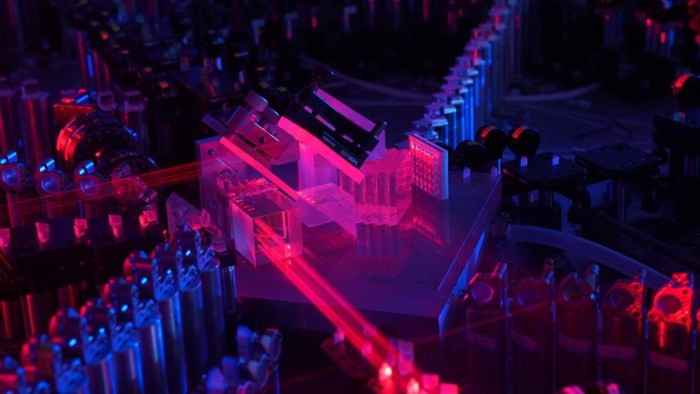 La imagen muestra una representación del interferómetro de Jiuzhang, la computadora cuántica creada en China.