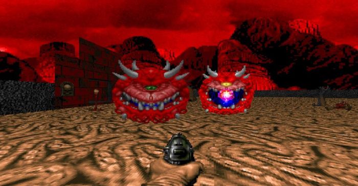 La imagen muestra una escena del popular juego Doom de 1993.
