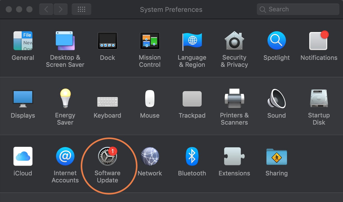 Pantalla de Sistema de Preferencias en una Mac para aprender a cómo actualizar la Mac