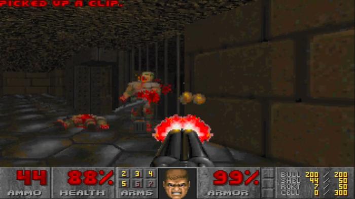 La imagen muestra una escena del popular juego Doom de 1993.