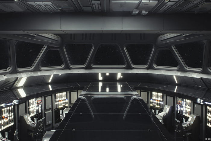 Cabina de la Estrella de la Muerte de Star Wars, uno de los mejores lugares para encontrar fondos virtuales en Zoom