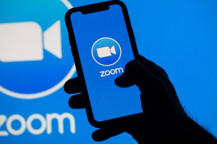 Una persona sostiene un teléfono con la aplicación de videollamadas Zoom