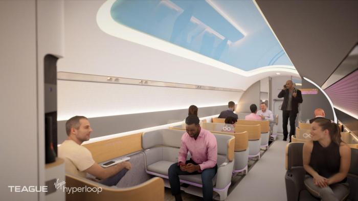La imagen muestra cómo serán las cápsulas de Virgin Hyperloop.