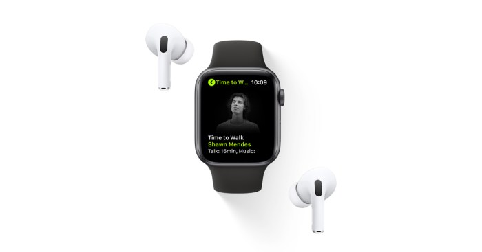 La imagen muestra la anueva aplicación para el Apple Watch, Time to Walk.