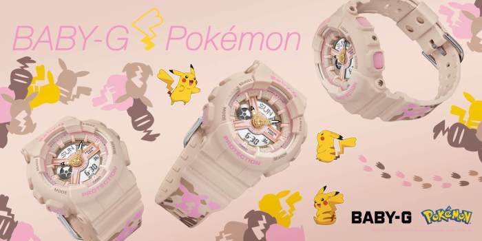 Pikachu decora un reloj Baby-G de Casio