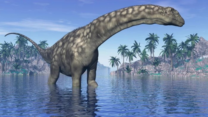La imagen muestra una representación artística del Argentinosaurus huinculensis.