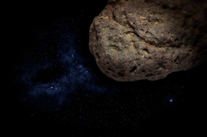 La imagen recrea el viaje de un meteorito por el espacio.