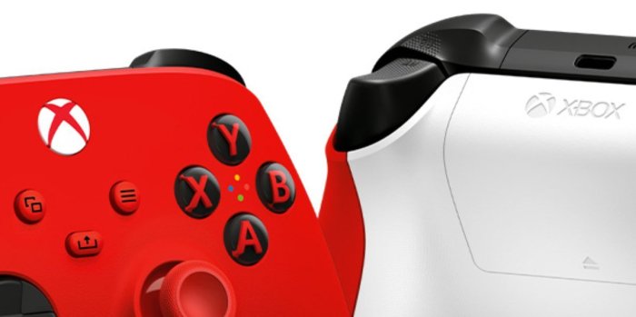 Vista frontal y trasera del control Pulse Red de Xbox One