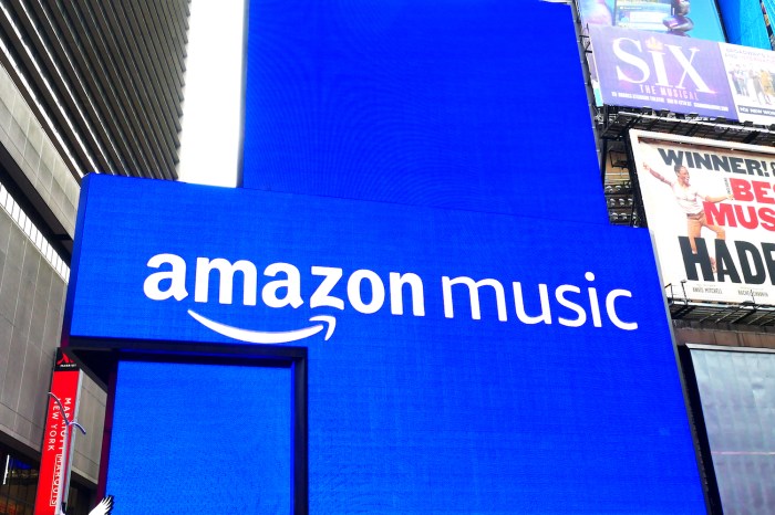 amazon music llega a google tv y android times sq  nyc ny usa august 7 2020 logo