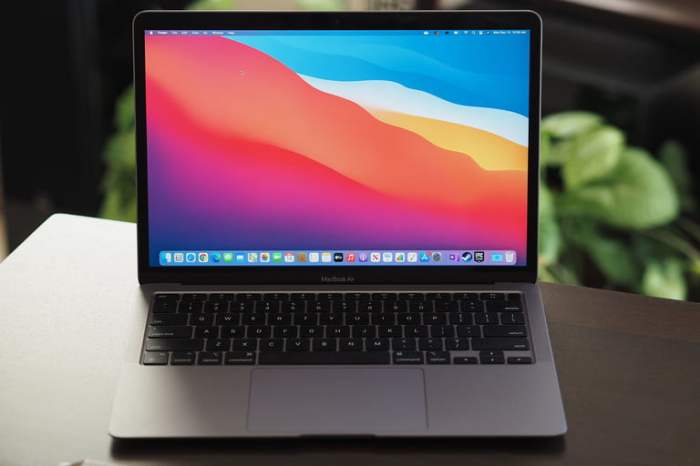 Laptop de Apple para investigar la cantidad de espacio de almacenamiento en Mac.