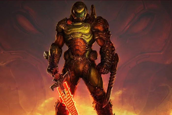 Soldado armado de Doom Eternal para conseguir códigos de trucos
