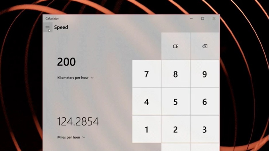 Pantalla de la calculadora en Windows 10 para hacer conversiones 1
